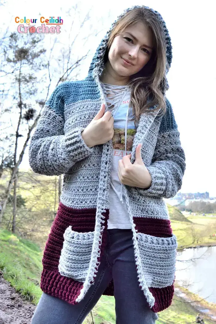 Crochet Cross Stitch Hoodie Free Pattern Colour Ceilidh Crochet