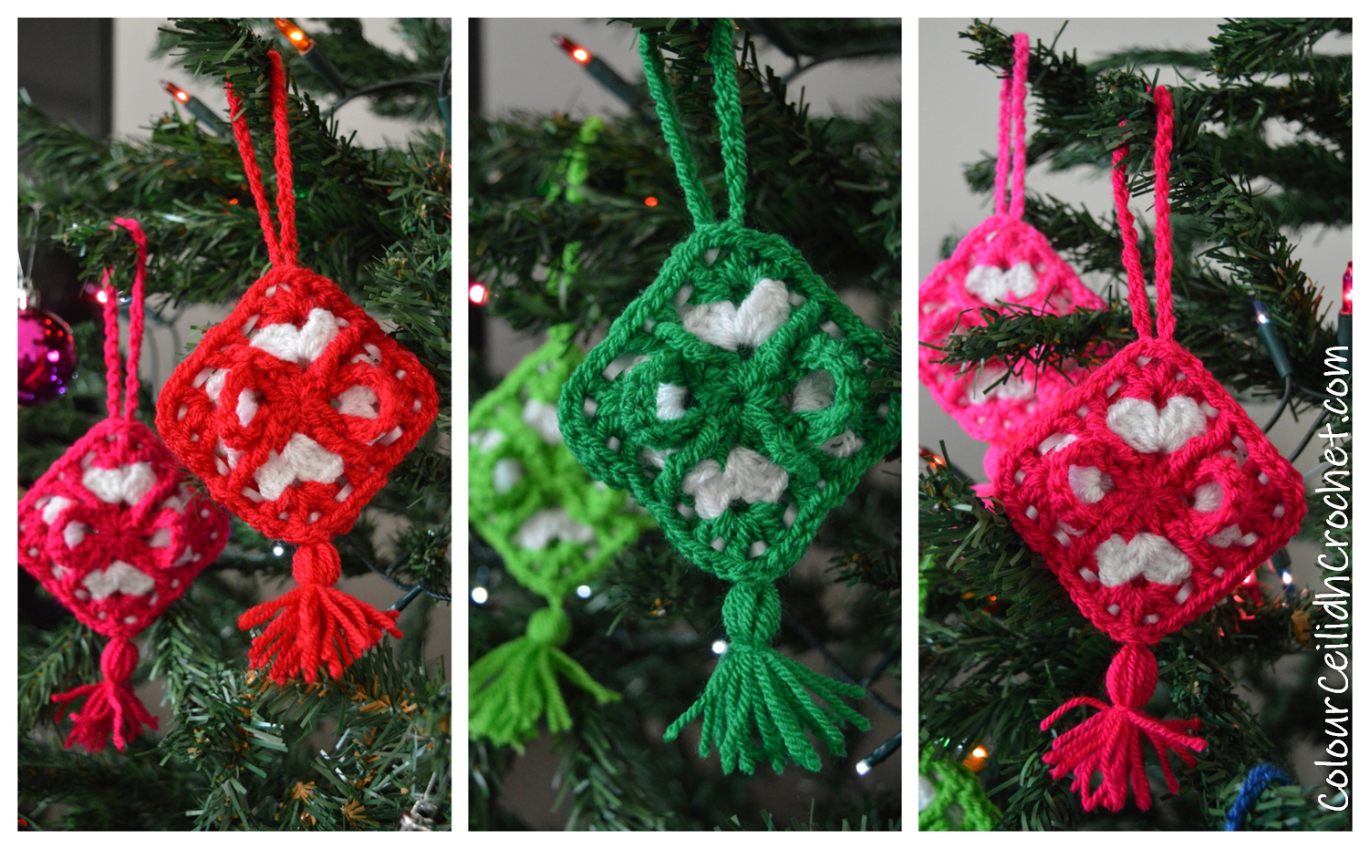 Granny Square Christmas Decorations - Free Crochet Pattern