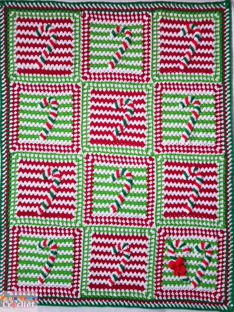 This is a free crochet pattern made with love to all of you who are looking for easy, colourful and festive Christmas candy cane blanket or throw ideas.