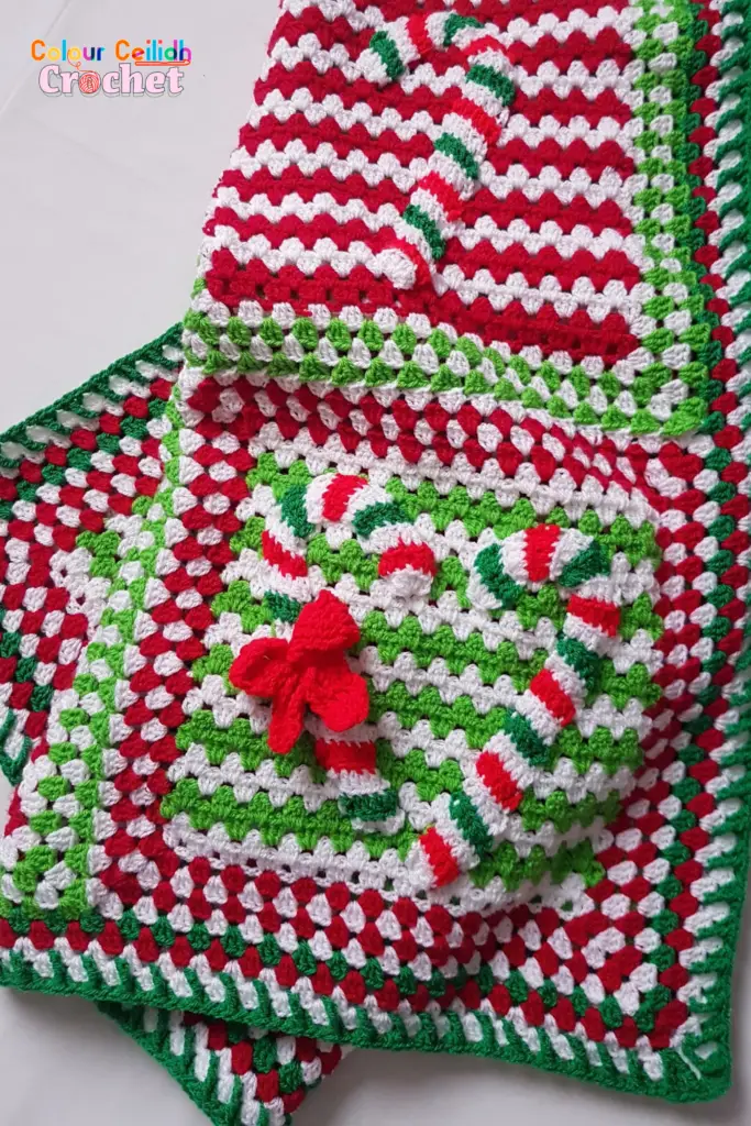 This is a free crochet pattern made with love to all of you who are looking for easy, colourful and festive Christmas candy cane blanket or throw ideas.