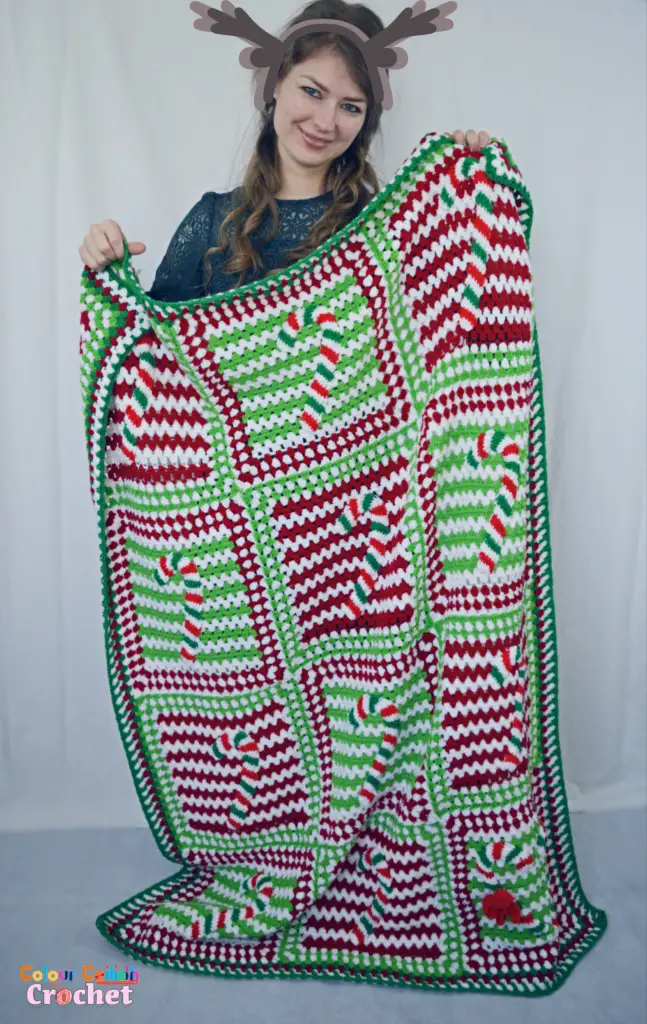Crochet Afghan Candy Cane Lane Free Pattern. This is a free crochet pattern made with love to all of you who are looking for easy, colourful and festive Christmas candy cane blanket or throw ideas.