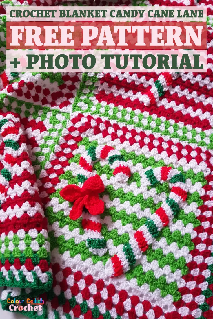 Crochet Afghan Candy Cane Lane. This is a free crochet pattern made with love to all of you who are looking for easy, colourful and festive Christmas candy cane blanket or throw ideas.