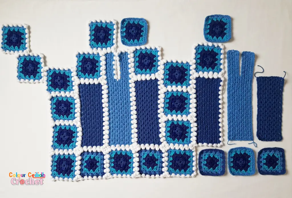 Crochet afghan top january blues joining as you go with puff stitch