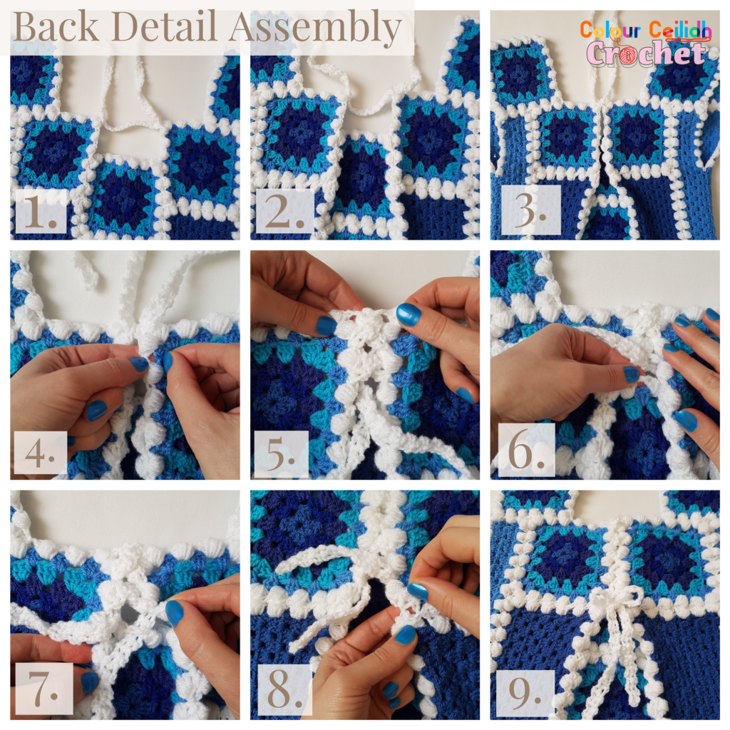 crochet afghan top january blues back detail assembly