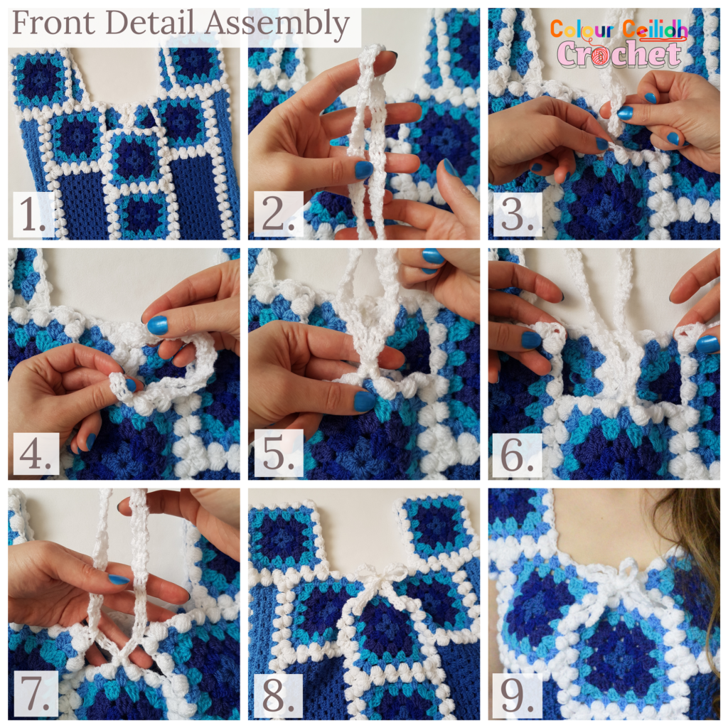 crochet afghan top january blues front detail assembly