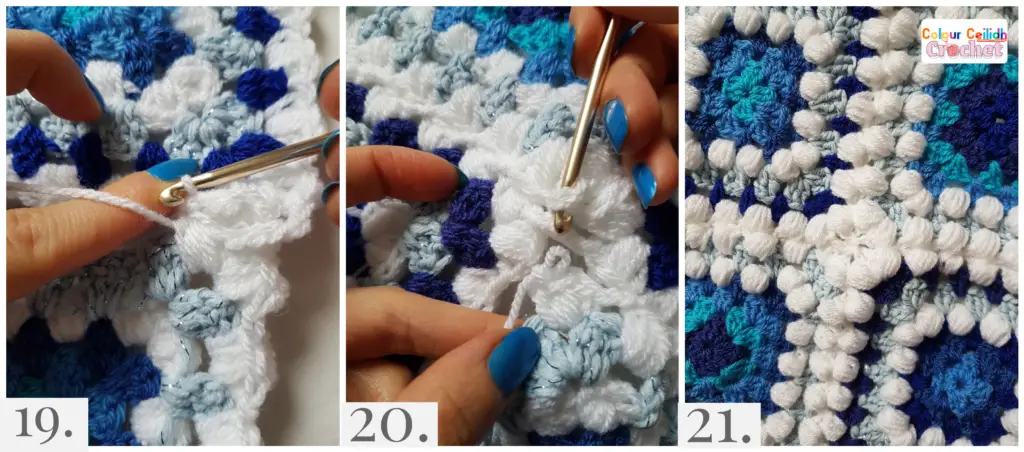 Joining new yarn with a slip stitch & joining granny squares with the puff stitch
