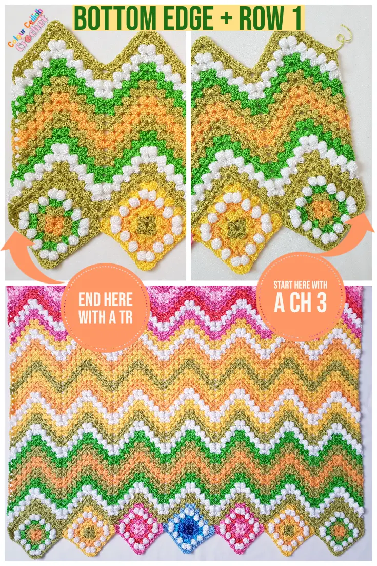 This crochet ripple blanket pattern is great for spring and summer and reminds me of a spring landscape with yellow and pink flowers. A beginner who has never worked a granny stitch or a ripple will find it easy to crochet this blanket thanks to photo tutorials. Make this beginner friendly granny ripple afghan to brighten up a sad looking armchair in the corner and to brighten up your day!
#crochetblanket #crochetafghan #crochetblanketafghan #crochetblanketpattern
#crochetblanketforbeginners
