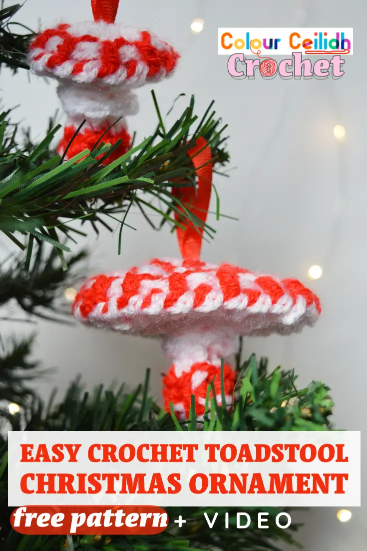 This easy crochet toadstool Christmas ornament will be a cute addition to your handmade Christmas decorations. Featuring easy basic crochet stitches and a video tutorial, in just a few rounds this pattern creates a magical crochet fairy tale scene on your tree. For more easy Christmas gift ideas, visit my blog.