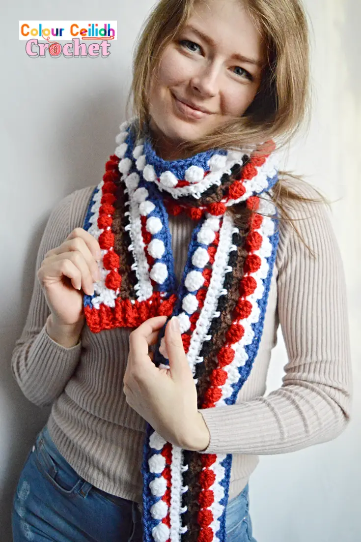 If you're looking for crochet Christmas gifts ideas, welcome to this free pattern for a novelty crochet scarf and stitch! This easy crochet scarf uses my Cool Santa Reindeer Stitch which is super fun, cool, textured and unique. Make a Christmas scarf they'll never forget or a festive crochet blanket or an afghan with it. It goes well with the granny stitch because it's based on the granny stitch!